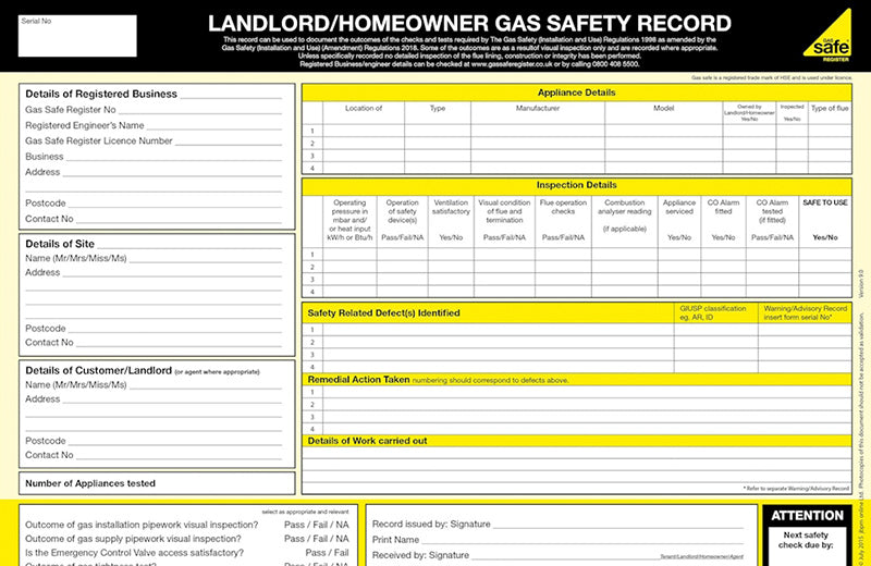 Landlord/Homeowner Gas Safety Record